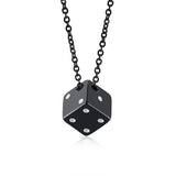 Men's Cube Dice Style Necklaces Stainless Steel Lucky for Him Jewelry