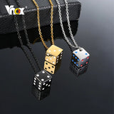 Men's Cube Dice Style Necklaces Stainless Steel Lucky for Him Jewelry