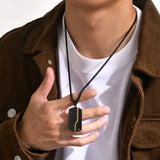 Men's Iced Out Geometric Pendant Dog Tag Necklace