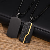 Men's Iced Out Geometric Pendant Dog Tag Necklace