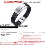 Men's Multi-Layer Leather Bracelet Engrave Name Love Friendship ICE Info