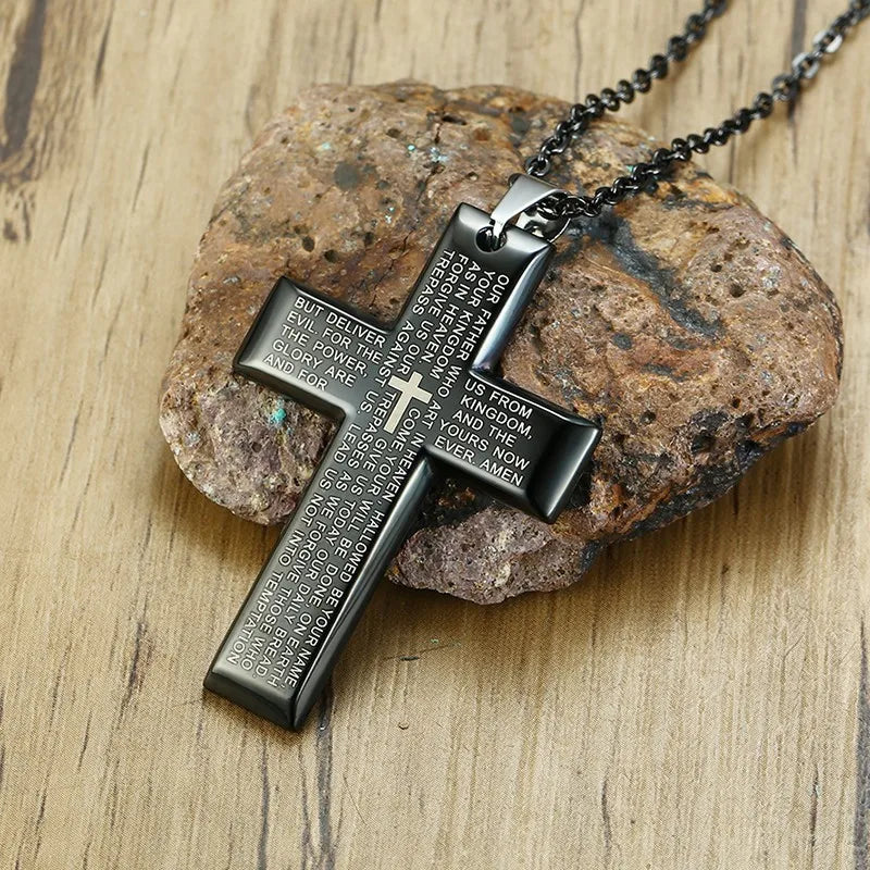 Men's Prayer Cross Pendant
