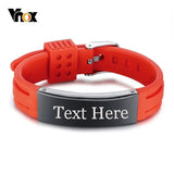 Silicone Sport ID Bracelet with Engraved Name Plate - Unisex Strap
