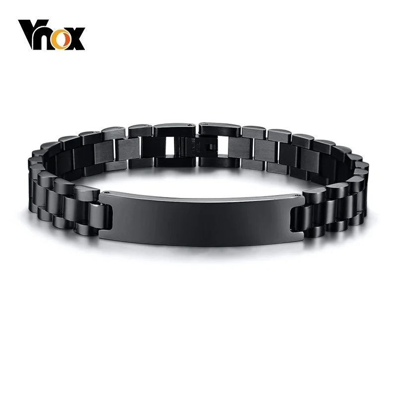 Minimalist Stainless Steel ID Tag Bracelet Polished Chain Wrist Bangle