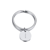 Minimalist Initial Key Chain, Stainless Steel Letter Engraved Keychain