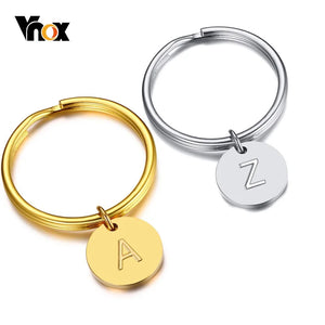 Minimalist Initial Key Chain, Stainless Steel Letter Engraved Keychain