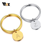 Minimalist Initial Key Chain, Stainless Steel Letter Engraved Keychain
