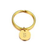 Minimalist Initial Key Chain, Stainless Steel Letter Engraved Keychain
