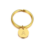 Minimalist Initial Key Chain, Stainless Steel Letter Engraved Keychain