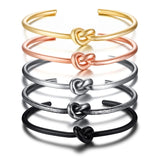 Minimalist Knot Cuff Bangle Stainless Steel Vintage Wrist Bracelet