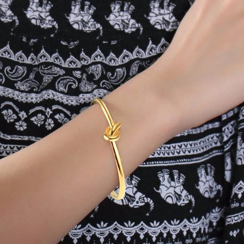 Minimalist Knot Cuff Bangle Stainless Steel Vintage Wrist Bracelet