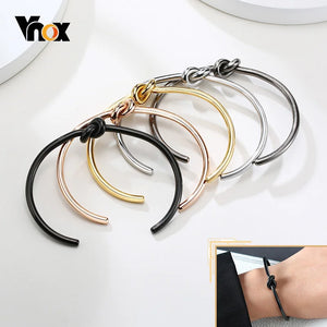 Minimalist Knot Cuff Bangle Stainless Steel Vintage Wrist Bracelet