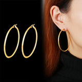 Large Hoop Earrings for Women, Stainless Steel Round Ear Gift Jewelry