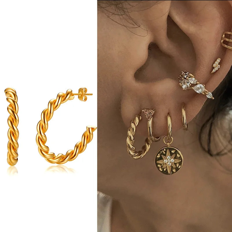 Steel Hoop Earrings Women Stainless Party Circle Earrings