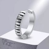 Men's Stainless Steel Hoop Huggie Earrings, Piano Style