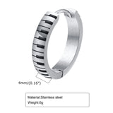 Men's Stainless Steel Hoop Huggie Earrings, Piano Style
