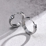 Men's Stainless Steel Hoop Huggie Earrings, Piano Style