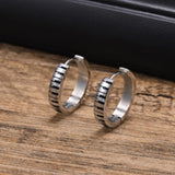 Men's Stainless Steel Hoop Huggie Earrings, Piano Style