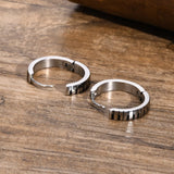 Men's Stainless Steel Hoop Huggie Earrings, Piano Style