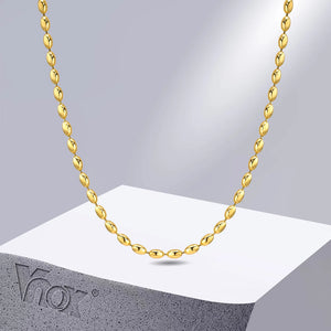 Rugby Balls Beads Choker Necklace, Gold Stainless Steel Collar Jewelry