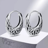 Nordic Viking Knot Hoop Earrings, Stainless Steel Huggies