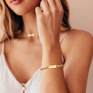 Personalized Engrave Gold ID Bracelet for Women