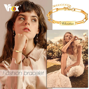 Personalized Engrave Gold ID Bracelet for Women
