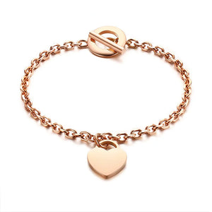 Personalised Heart ID Charm Bracelets Engrave Name Stainless Steel