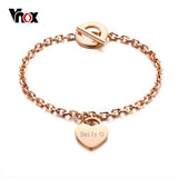 Personalised Heart ID Charm Bracelets Engrave Name Stainless Steel