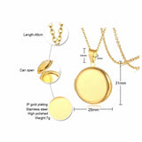 Personalized Round Locket Necklace Stainless Steel Engraved Name Pendant