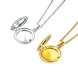 Personalized Round Locket Necklace Stainless Steel Engraved Name Pendant