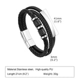 Custom Men's Leather Bracelet with Metal Tube Charm