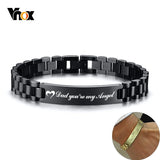 Personalized Heart Quotes to Dad Men Bracelet Stainless Steel Casual Gents