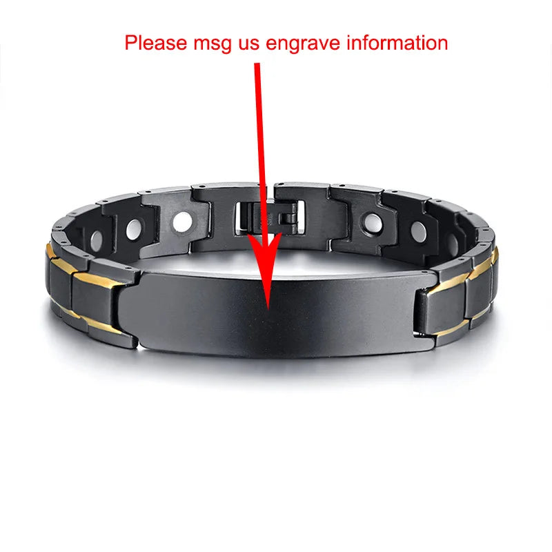 Personalized ID Jewelry Therapy Healing Magnetic Bracelet for Men