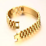 Personalized ID Men Bracelet Gold-color Stainless Steel DIY Engraving Words