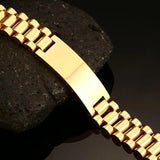 Personalized ID Men Bracelet Gold-color Stainless Steel DIY Engraving Words
