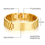 Personalized ID Men Bracelet Gold-color Stainless Steel DIY Engraving Words