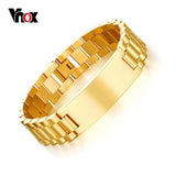 Personalized ID Men Bracelet Gold-color Stainless Steel DIY Engraving Words