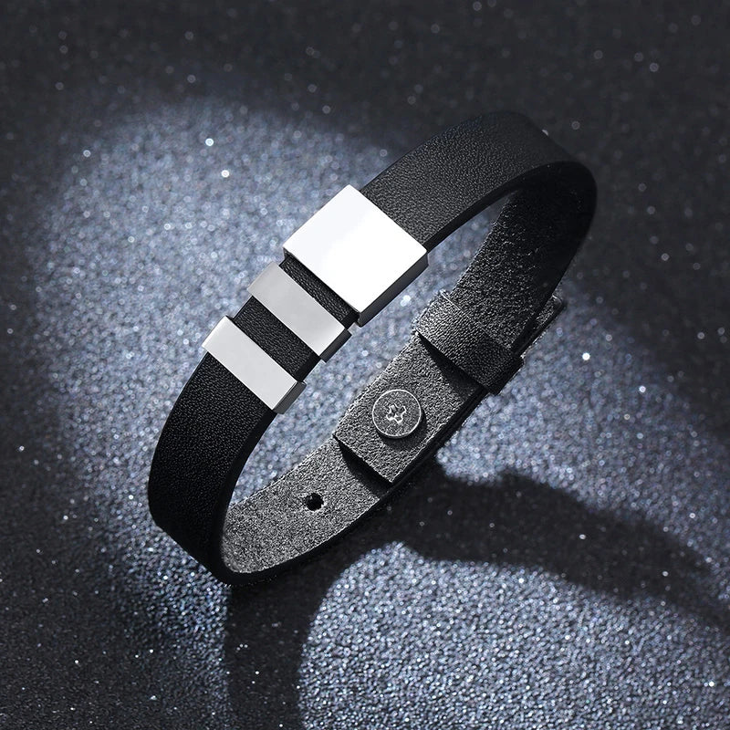 Personalized Names Bracelets Leather Men's Bangle