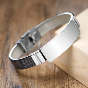 Custom Men's Stainless Steel Bracelet with Icons Logo