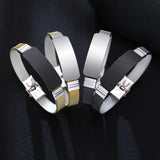 Custom Men's Stainless Steel Bracelet with Icons Logo
