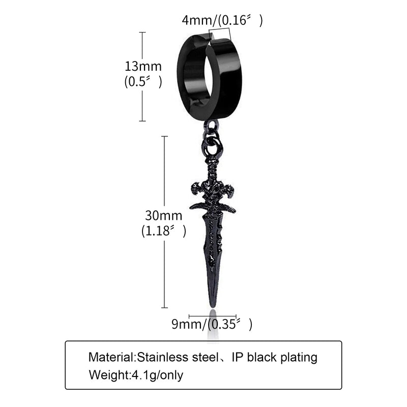 Punk Stainless Steel Hoop Clip Earring for Men Women