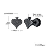 Punk Heart Spades Stud Earrings, Stainless Steel Ear Jewelry