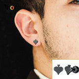Punk Heart Spades Stud Earrings, Stainless Steel Ear Jewelry
