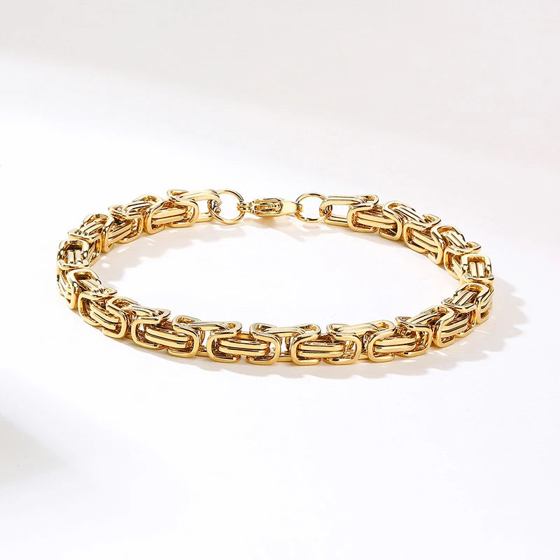 Punk Heavy Byzantine Chain Men's Bracelet Solid Thick Metal Stainless Steel