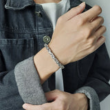 Punk Heavy Byzantine Chain Men's Bracelet Solid Thick Metal Stainless Steel