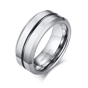 8mm Tungsten Grooved Wedding Band for Men Anti Scratch Anniversary Ring