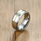 8mm Tungsten Grooved Wedding Band for Men Anti Scratch Anniversary Ring