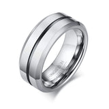 8mm Tungsten Grooved Wedding Band for Men Anti Scratch Anniversary Ring