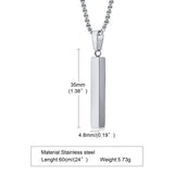 Rectangle Pendant Necklace for Men, Stainless Steel Box Chain Jewelry